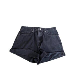 Wild Fable Black Highest Rise Mom Shorts Size 14 Rolled Hem Denim School Grunge